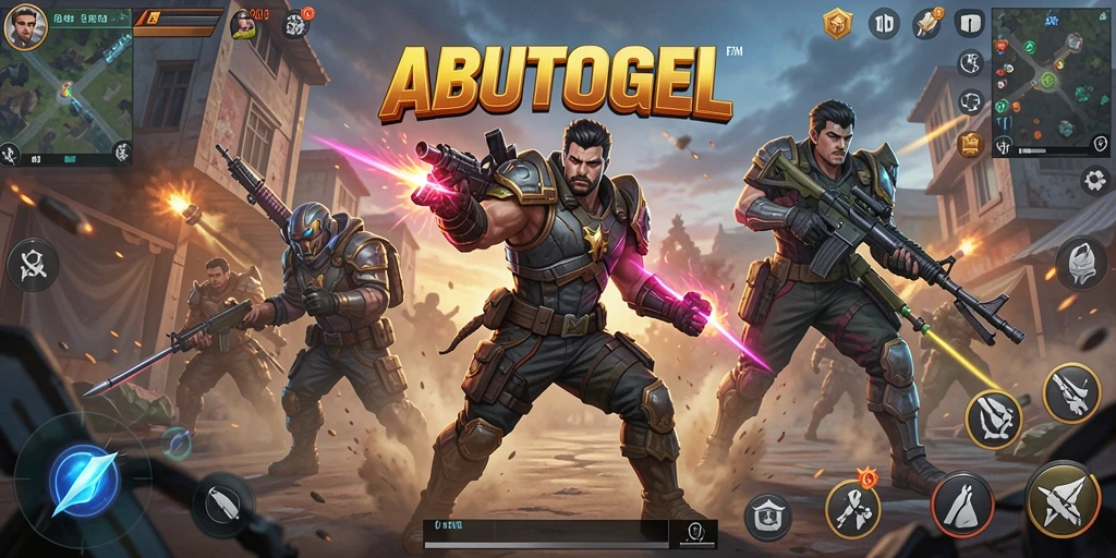 Tampilan seru gameplay ABUTOGEL dalam pertarungan Battle Royale.