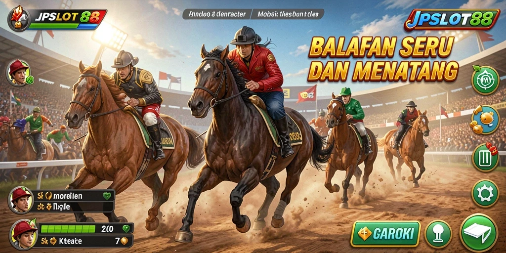 Tampilan gameplay seru JPSLOT88 dengan aksi balapan yang mendebarkan.