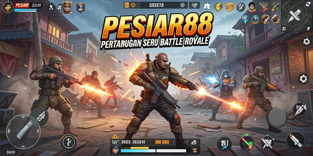 Gameplay seru PESIAR88 dalam medan pertempuran Battle Royale.