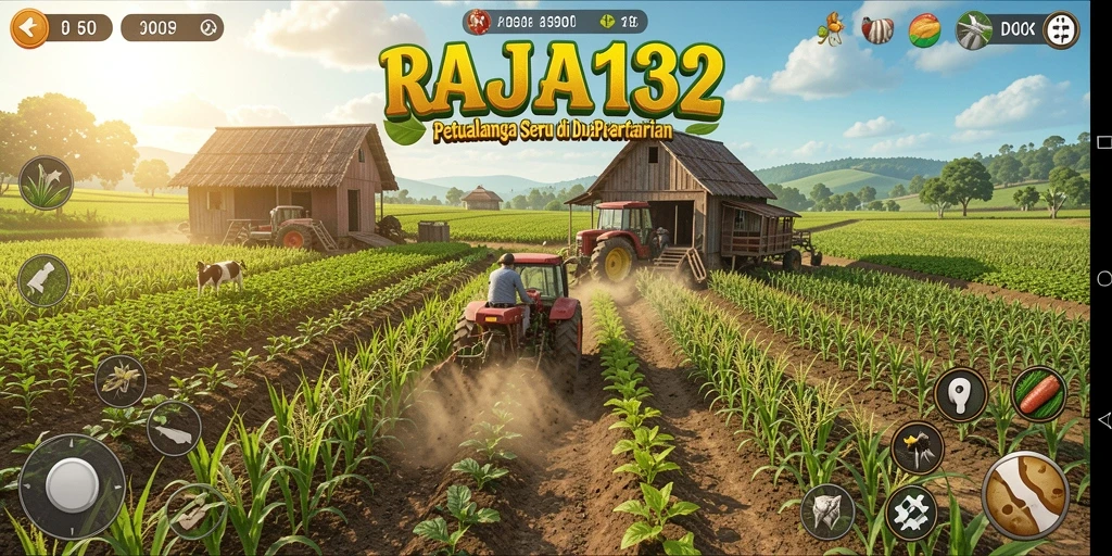 Screenshot utama RAJA132 menampilkan gameplay pertanian yang seru.
