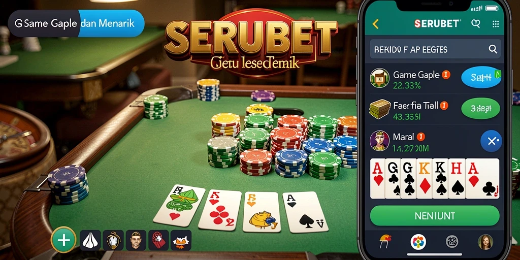 Tampilan seru dari gameplay Gaple di SERUBET.