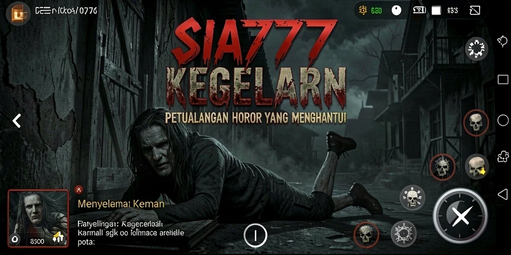 Tangkapan layar gameplay SIA777 menampilkan suasana menegangkan dan hantu yang menyeramkan.