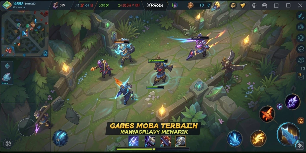 Gameplay seru XR88 dalam pertarungan MOBA yang menegangkan.